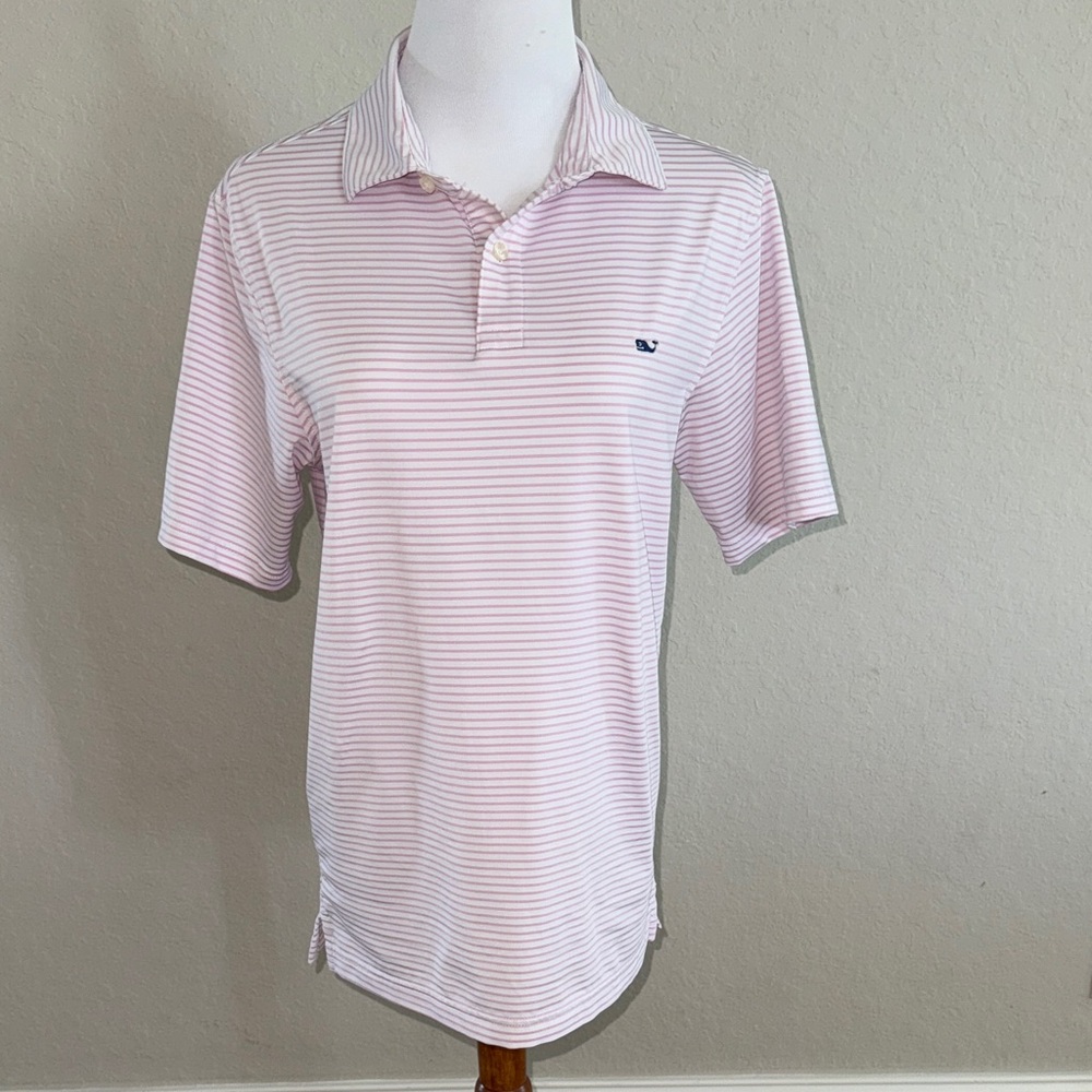 Vineyard Vines Light Pink Striped Polo Shirt